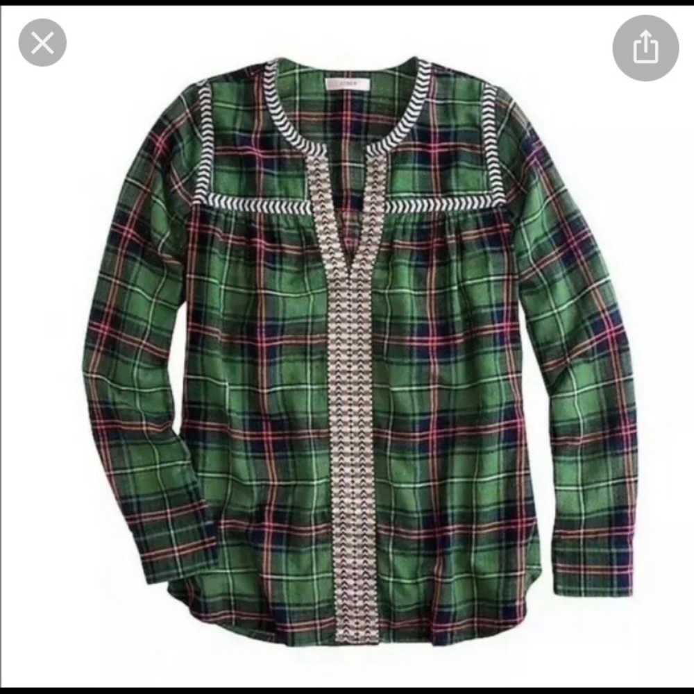 J Crew Embroidered Peasant Top